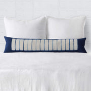 Long Lumbar Pillow in Indigo on Bed