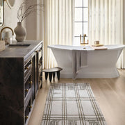 Tiya olive runner in front of freestanding tub, olive