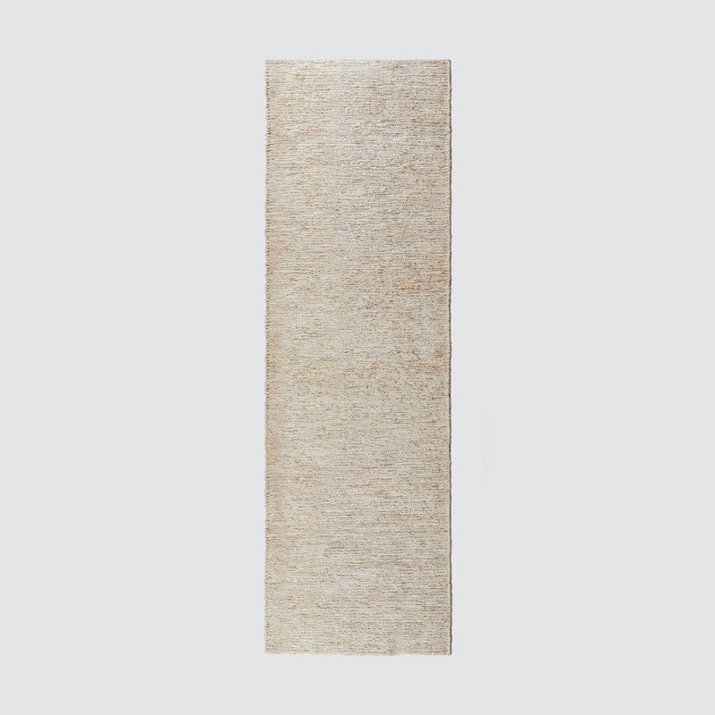 Overhead of woven jute runner, light
