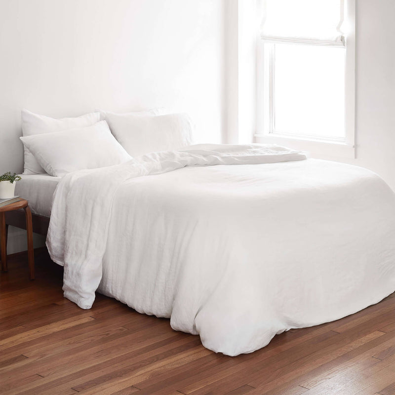high quality linen bed set, white