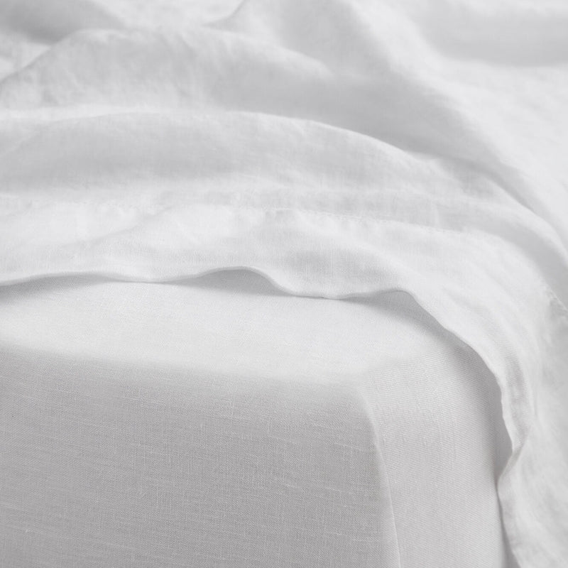 white linen sheet set, white