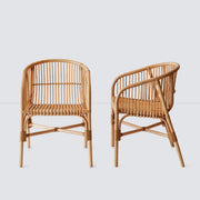 Forward and side angle of rattan dining chair