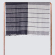 100% Baby Alpaca Throw in Navy and Grey
