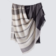 Navy and Grey Striped Alpaca Blanket