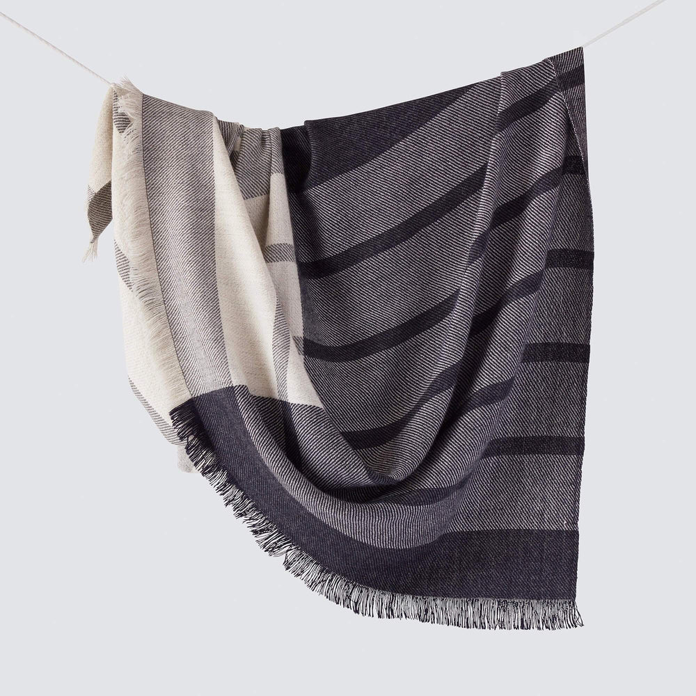 Striped Alpaca Blanket Draped Over String