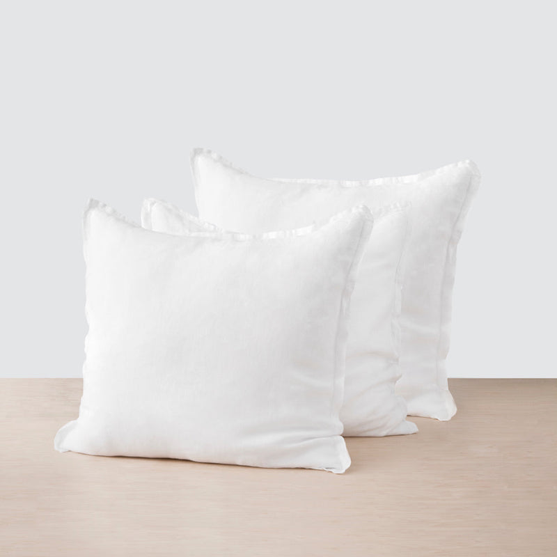 3 Stonewashed Linen Euro Shams, white