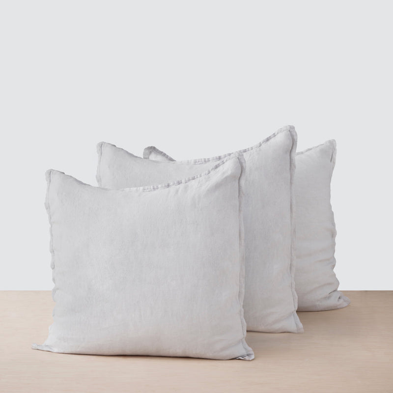 3 Stonewashed Linen Euro Shams, light-grey